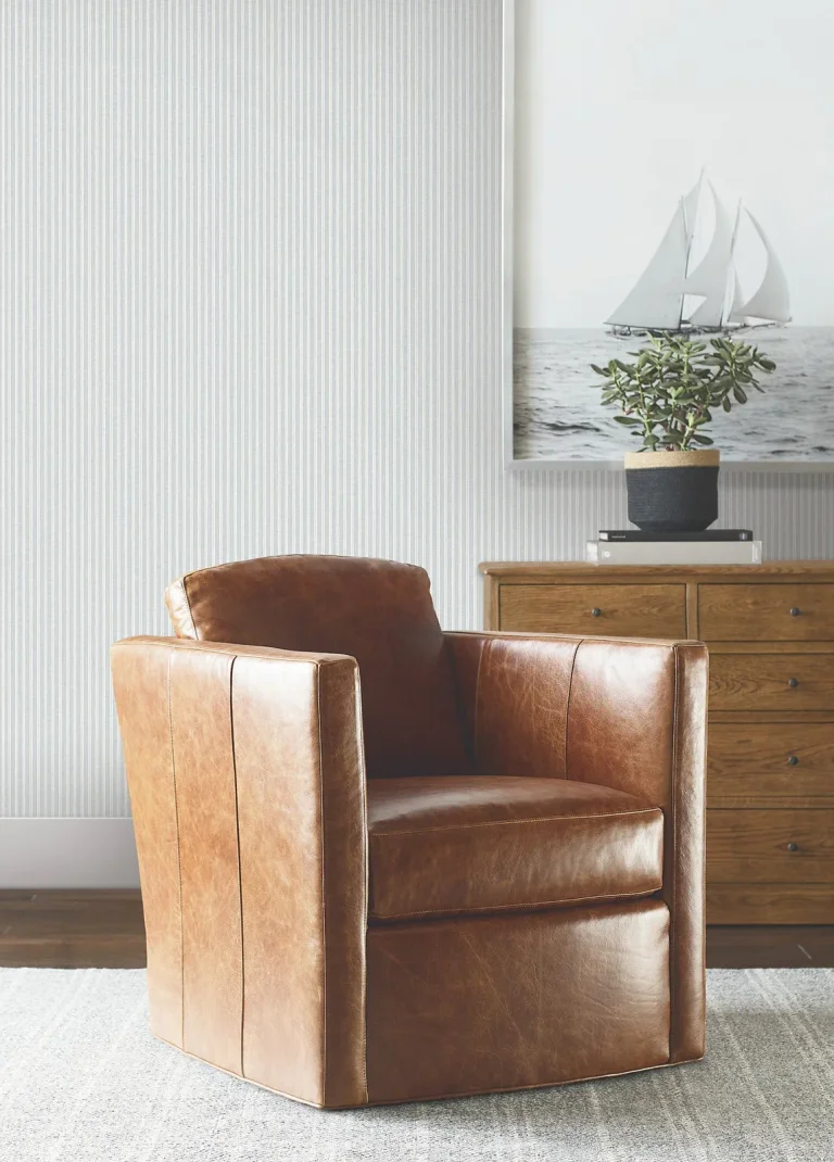 Ronald Redding Ticking Stripe Faux Linen Wallpaper - Blue — Ảnh 6