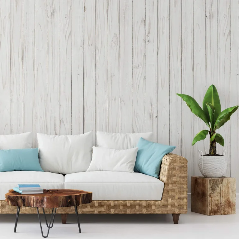 White Wooden Wall - Wall Mural 5414 - 4 Panel - 192cm x 260cm — Ảnh 2