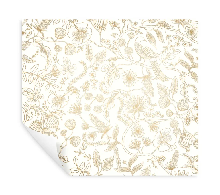 Rifle Paper Co. Aviary Peel and Stick Wallpaper - Metallic Gold and Yellow — Image 2