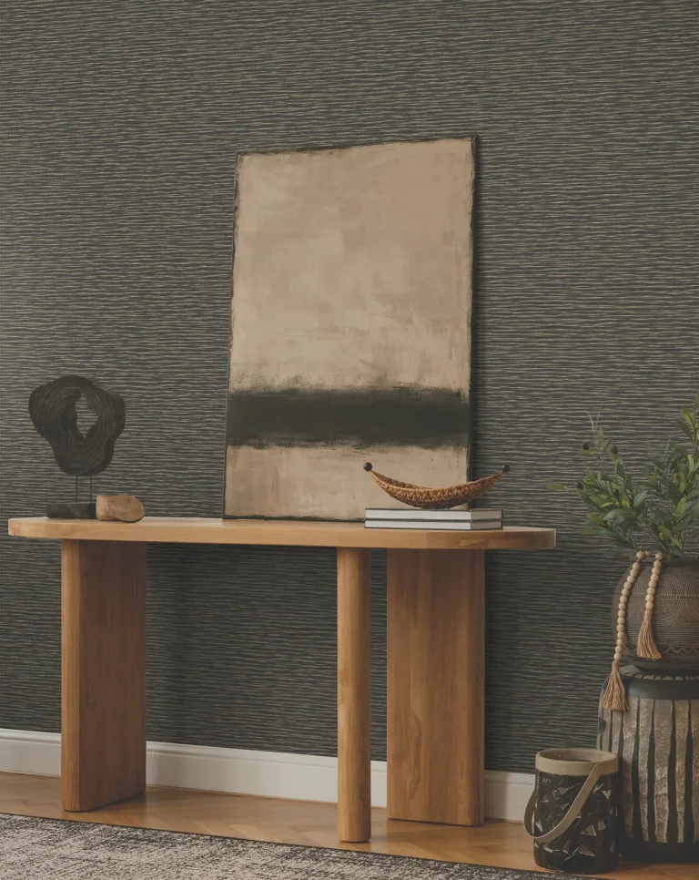 Ronald Redding Lotus Weave Wallpaper - Charcoal — Ảnh 5