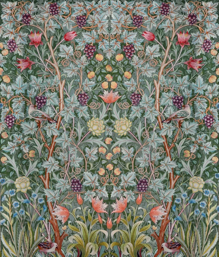 Vine Embroidery Wall Mural - Sea Green — Image 2