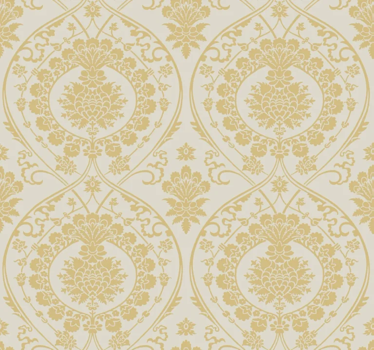 Imperial Damask Wallpaper - Linen/Gold