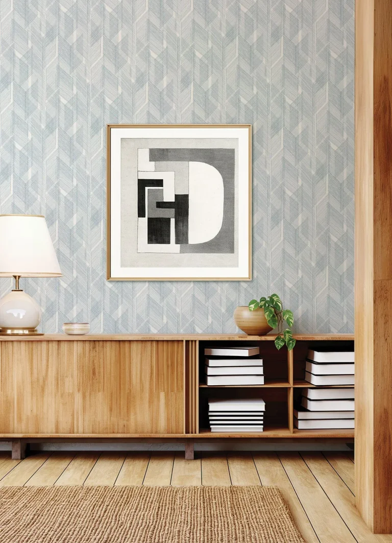 Bryant Crosshatch Wallpaper - Blue — Image 5