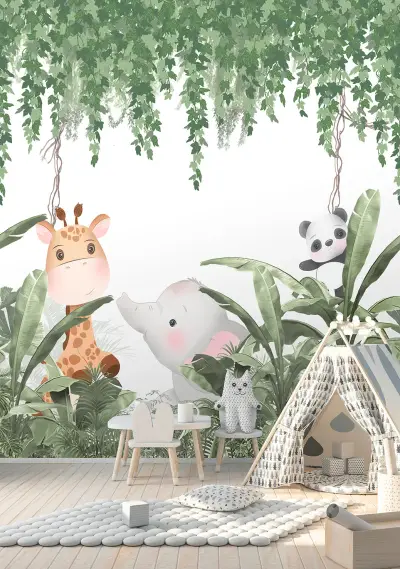 Cute Walls - Jungle Friends Expedition Mural - 6016-1