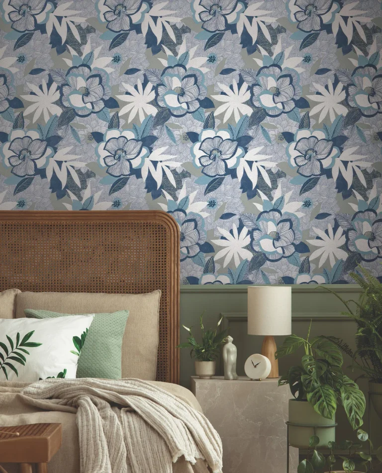 Fantasium Floral Peel and Stick Wallpaper - Blue — Image 5