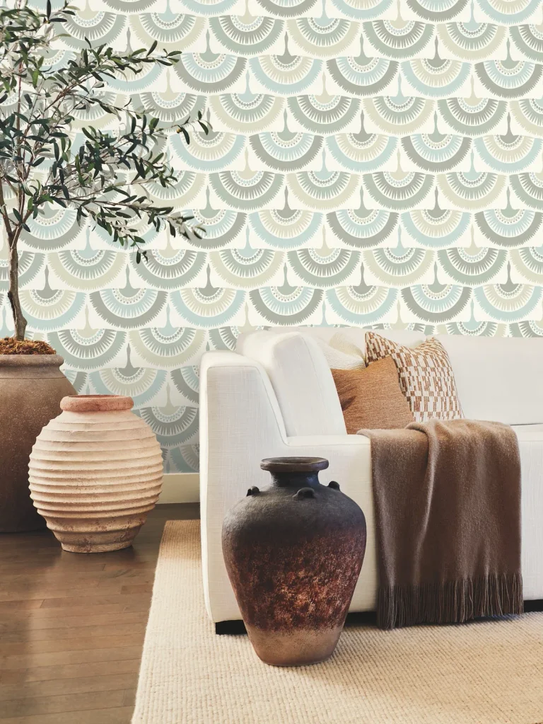 Feather & Fringe Wallpaper - Neutral/Blue — Ảnh 2