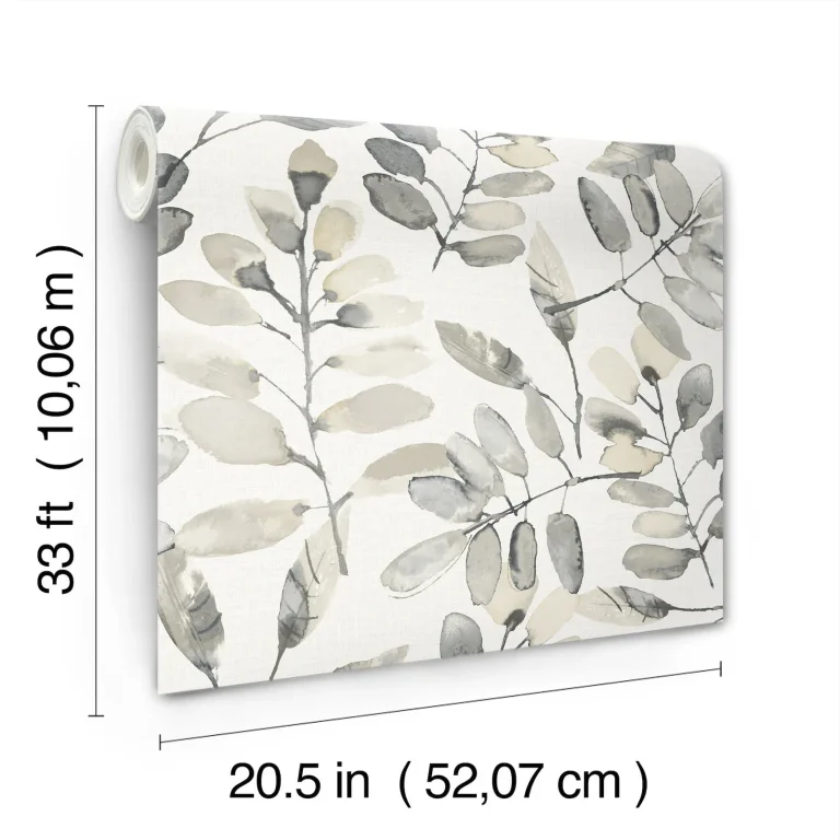 Chesapeake Pinnate Leaves Wallpaper - Charcoal — Ảnh 3