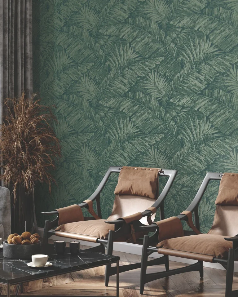 Palm Cove Toile Wallpaper - Emerald Forest — Ảnh 5