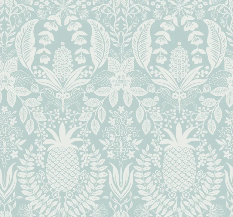 Rifle Paper Co. Pineapple Damask Wallpaper - Light Blue — Ảnh 5