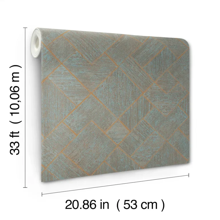 Marquetry Tile Wallpaper - Teal — Ảnh 3