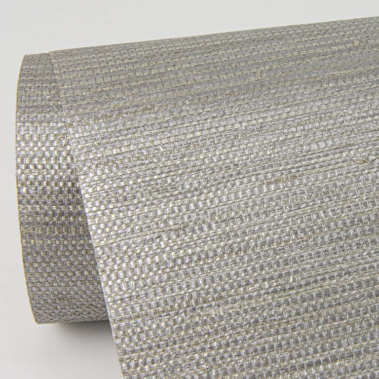 Liaohe Raffia Grasscloth Wallpaper - Silver — Image 3