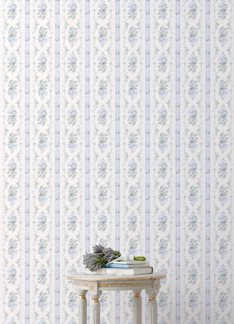 LoveShackFancy Dreamy Days Stripe & Floral Wallpaper - Blue — Ảnh 5