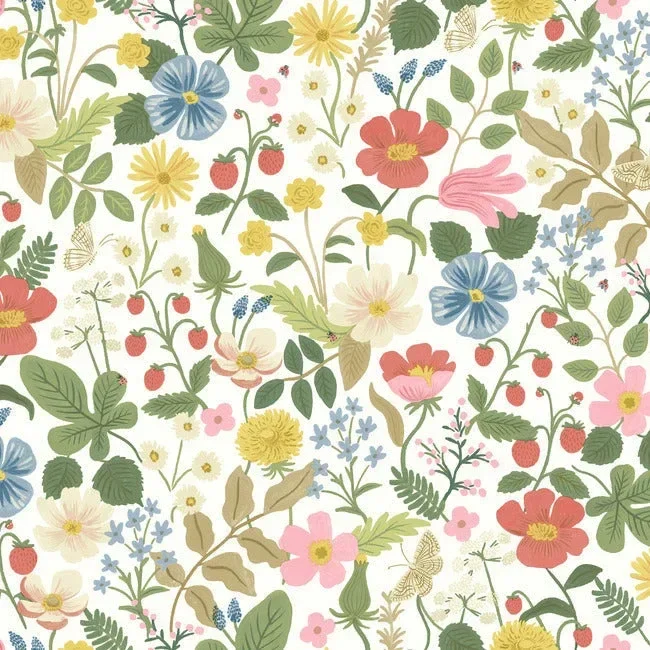 Rifle Paper Co. Strawberry Fields Wallpaper - White — Ảnh 4