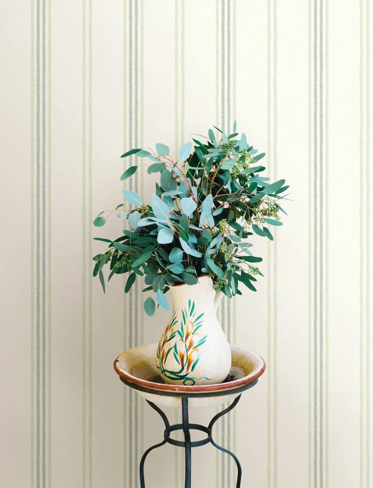 Chesapeake Lovage Linen Stripe Wallpaper - Green — Ảnh 5