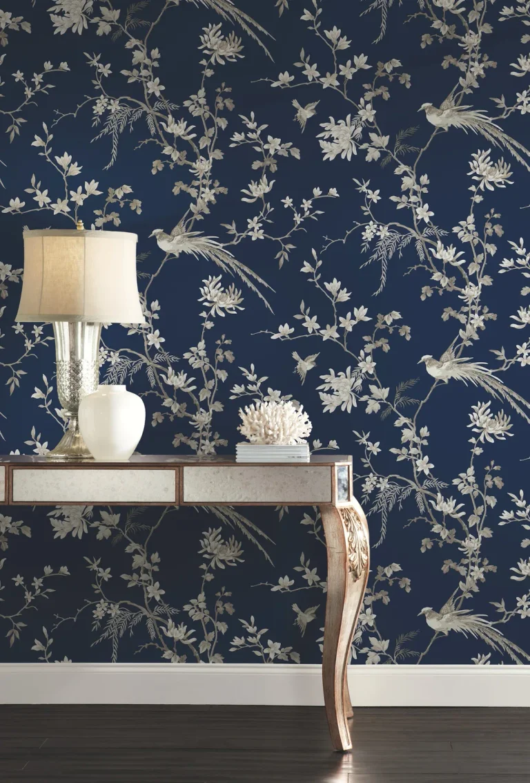 Ronald Redding Bird & Blossom Chinoserie Wallpaper - Blue — Ảnh 4