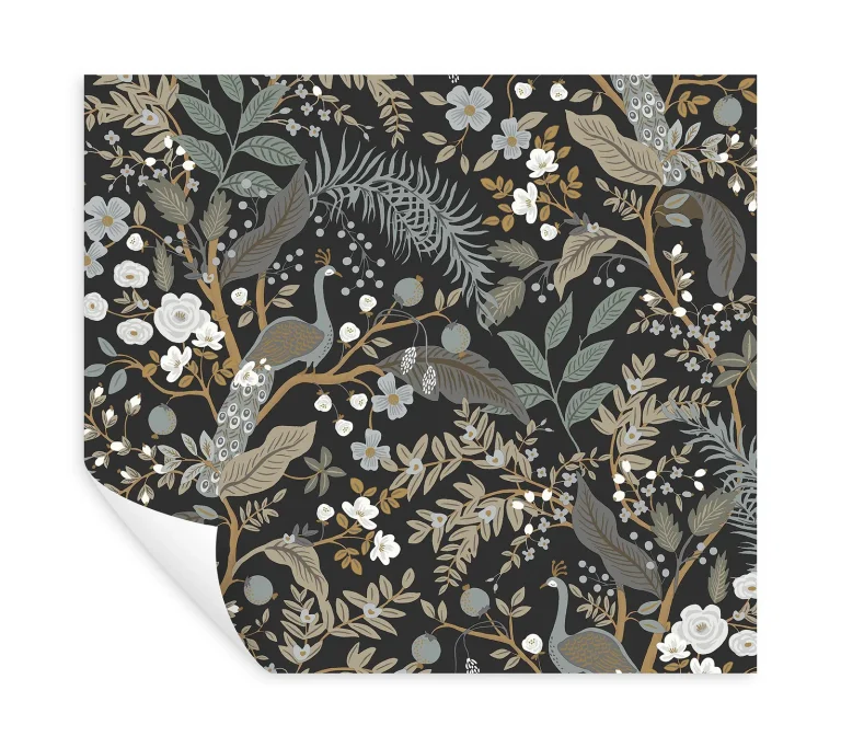 Rifle Paper Co. Peacock Garden Peel and Stick Wallpaper - Black — Ảnh 7
