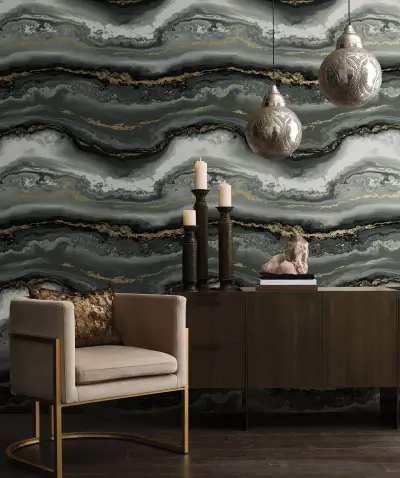 Shifting Sands Peel and Stick Wallpaper - Onyx/Gold