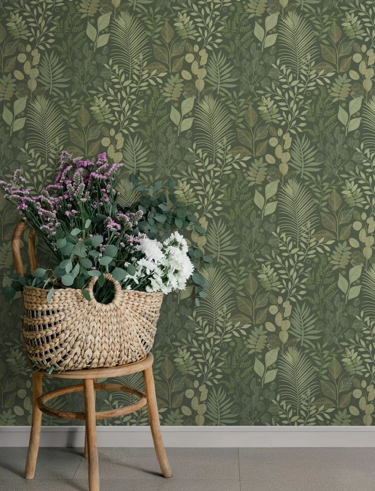 Ängslycka Forest Botanicals Wallpaper - Dark Green — Image 3