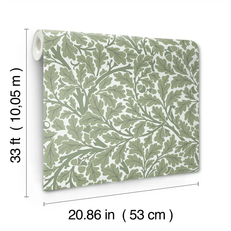Oak Tree Leaf Wallpaper - Green — Image 5