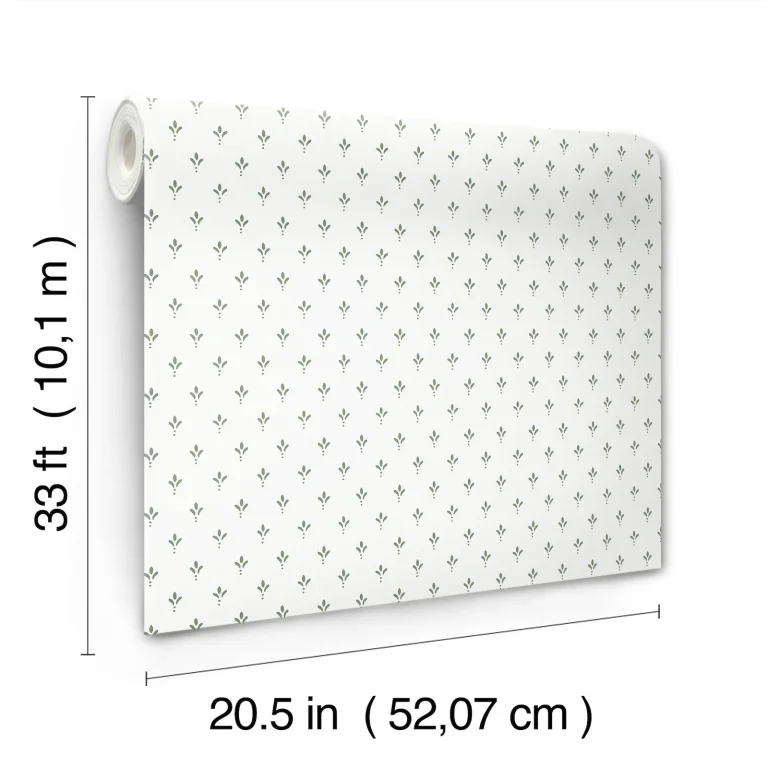 Magnolia Home Charm Wallpaper - Green On White — Ảnh 4