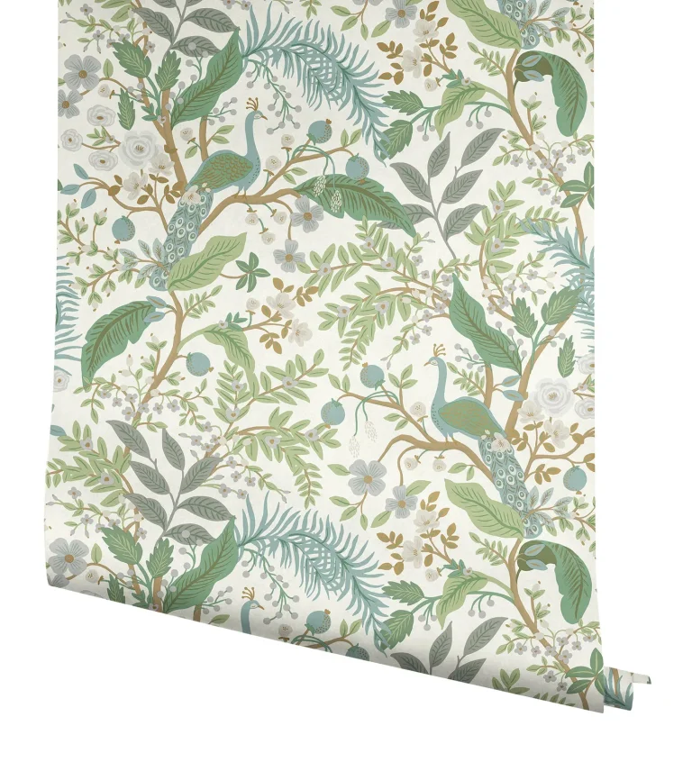 Rifle Paper Co. Peacock Garden Peel and Stick Wallpaper - White — Ảnh 3