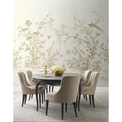 Ronald Redding Flowering Vine Chino Wall Mural - White