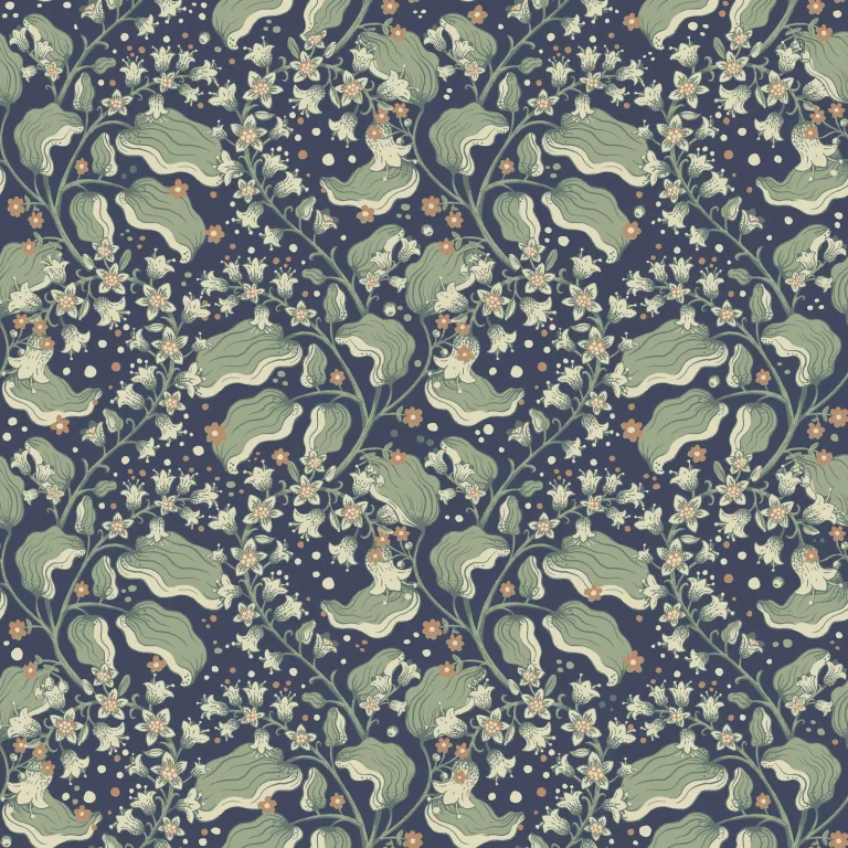 Syren Dainty Floral Wallpaper - Navy — Ảnh 2