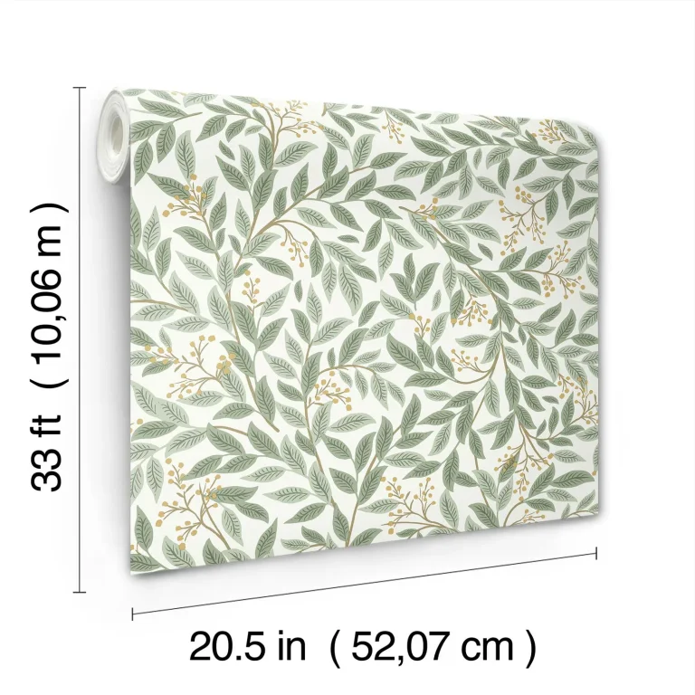 Rifle Paper Co. Willowberry Wallpaper - Sage & White — Ảnh 7