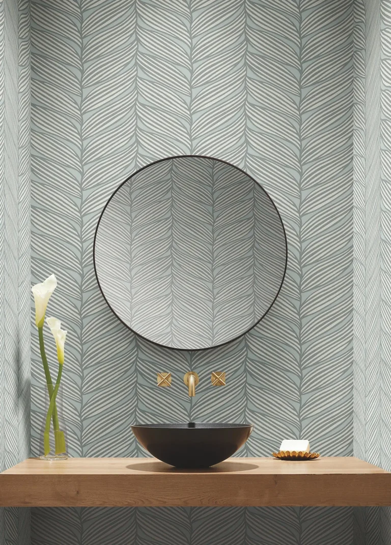Luminous Leaves Wallpaper - Spa/Silver — Ảnh 3