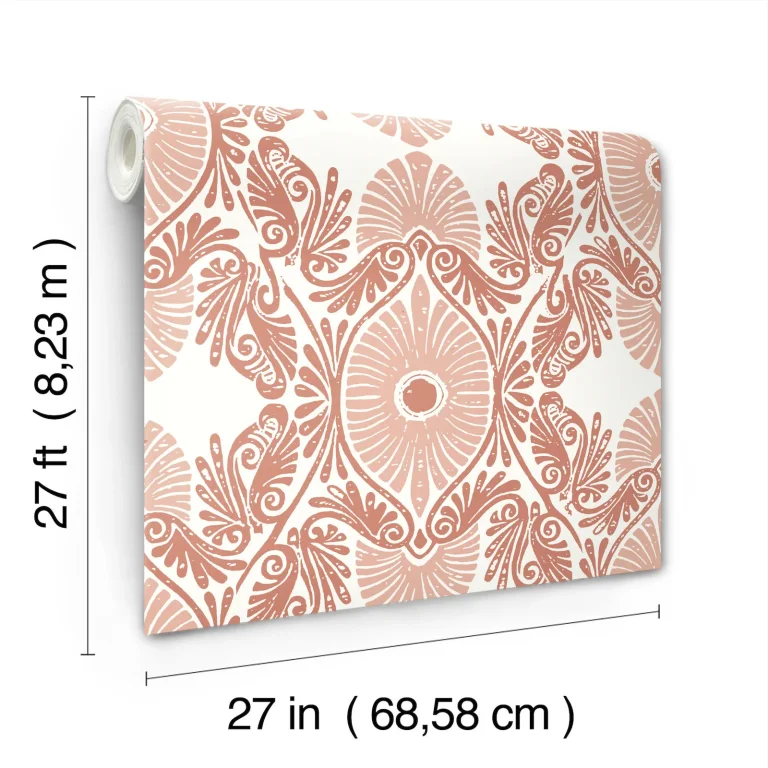 Villa Embellished Ogee Wallpaper - Raspberry — Ảnh 5
