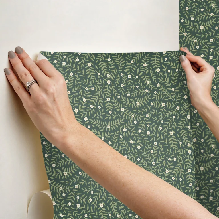 Rifle Paper Co. Elodie Petite Floral Peel and Stick Wallpaper - Evergreen — Image 7