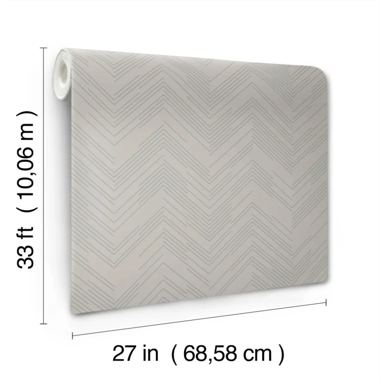 Polished Chevron Wallpaper - Taupe/Silver — Ảnh 3