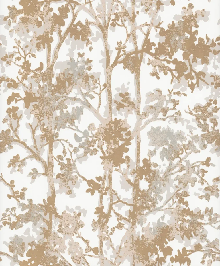 Shimmering Foliage Wallpaper - White/Gold — Ảnh 2