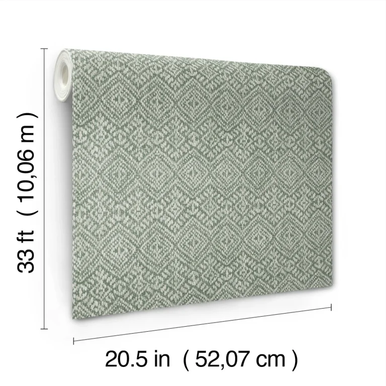 Gallivant Woven Geometric Wallpaper - Green — Ảnh 6