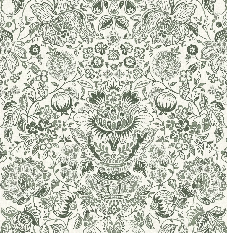 Blanche Floral Damask Wallpaper - Dark Green — Ảnh 5