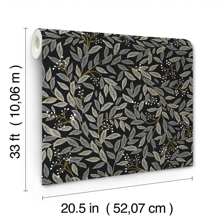 Rifle Paper Co. Willowberry Wallpaper - Black — Ảnh 7