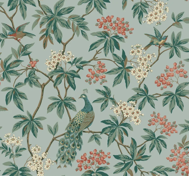 Ronald Redding Peacock Estate Wallpaper - Blue — Ảnh 3