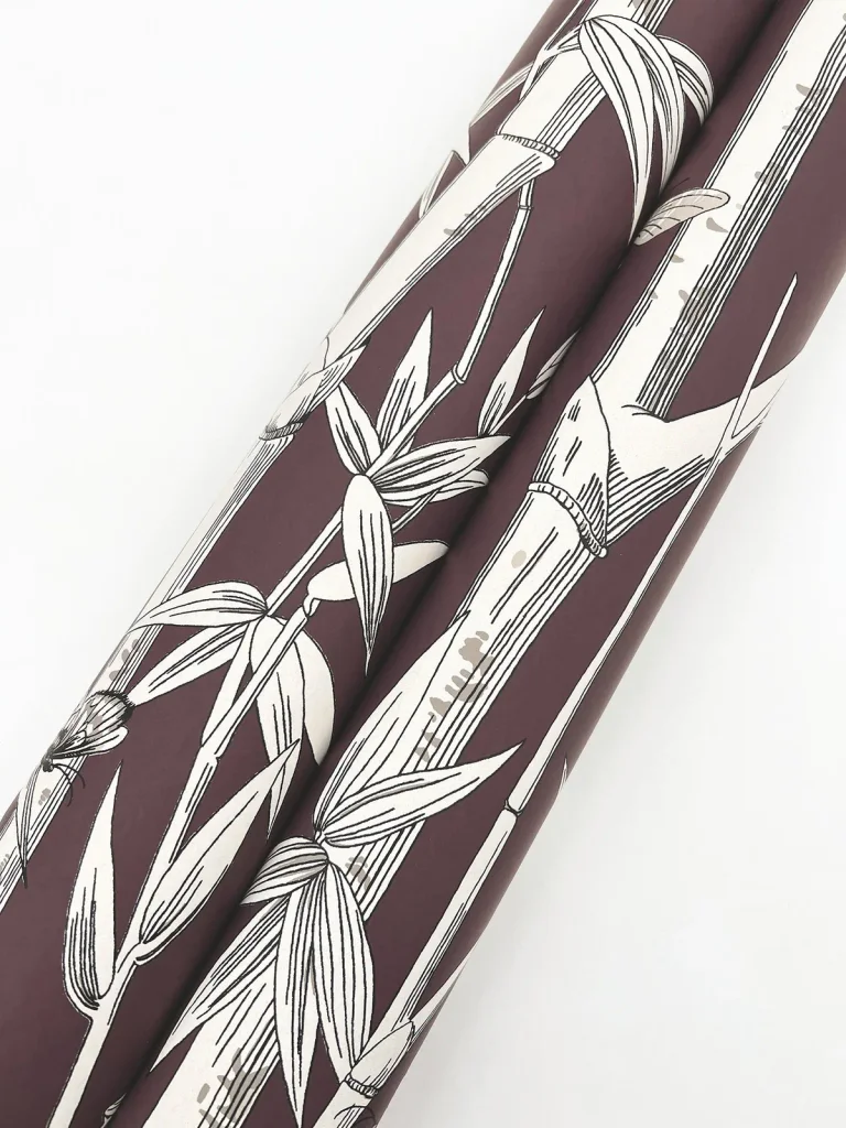 Bambou Toile Wallpaper - Burgundy — Ảnh 3