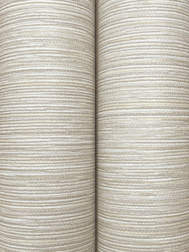 Oasis Faux Grasscloth Wallpaper - Brass — Image 6