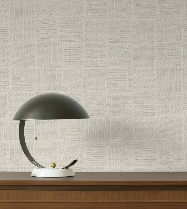 Chiseled Patchwork Faux Fabric Wallpaper - Beige — Ảnh 4