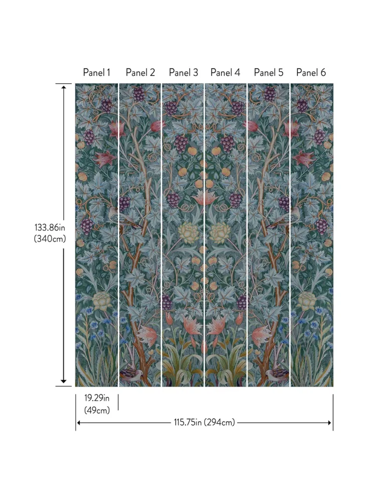 Vine Embroidery Wall Mural - Teal — Ảnh 2