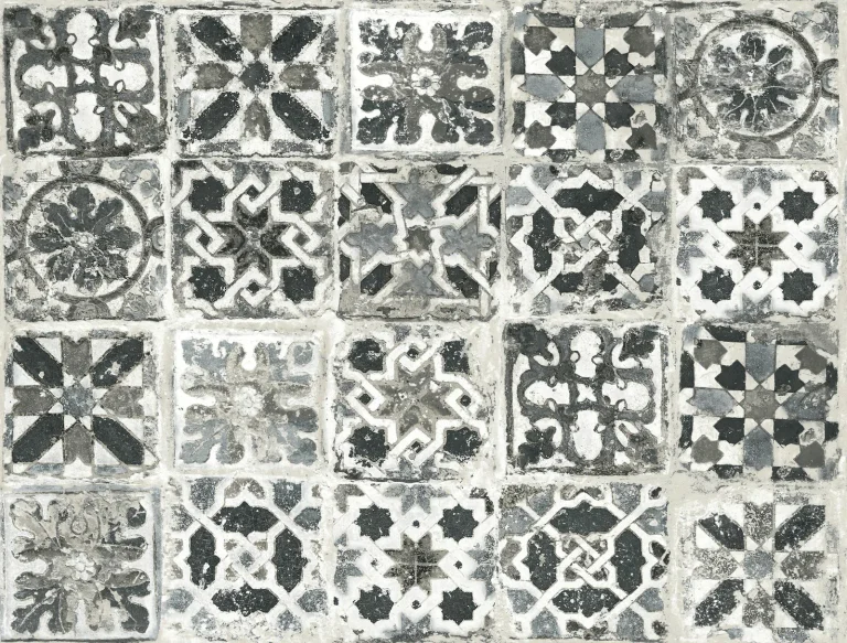 Encaustic Tile Peel and Stick Wallpaper - Obsidian — Ảnh 2
