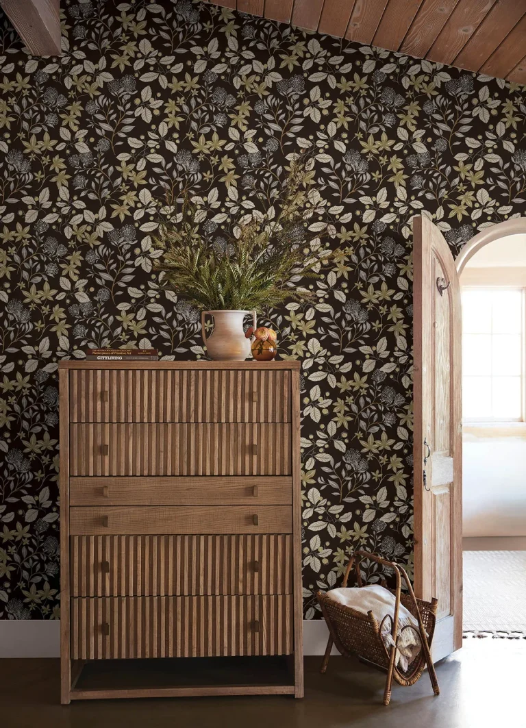 Mildred Botanical Trail Wallpaper - Black — Ảnh 4