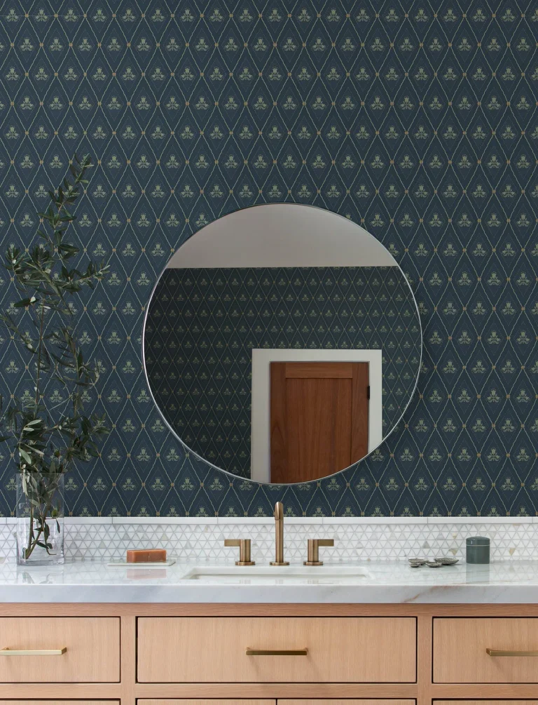 Alma Diamond Floral Wallpaper - Navy — Ảnh 4