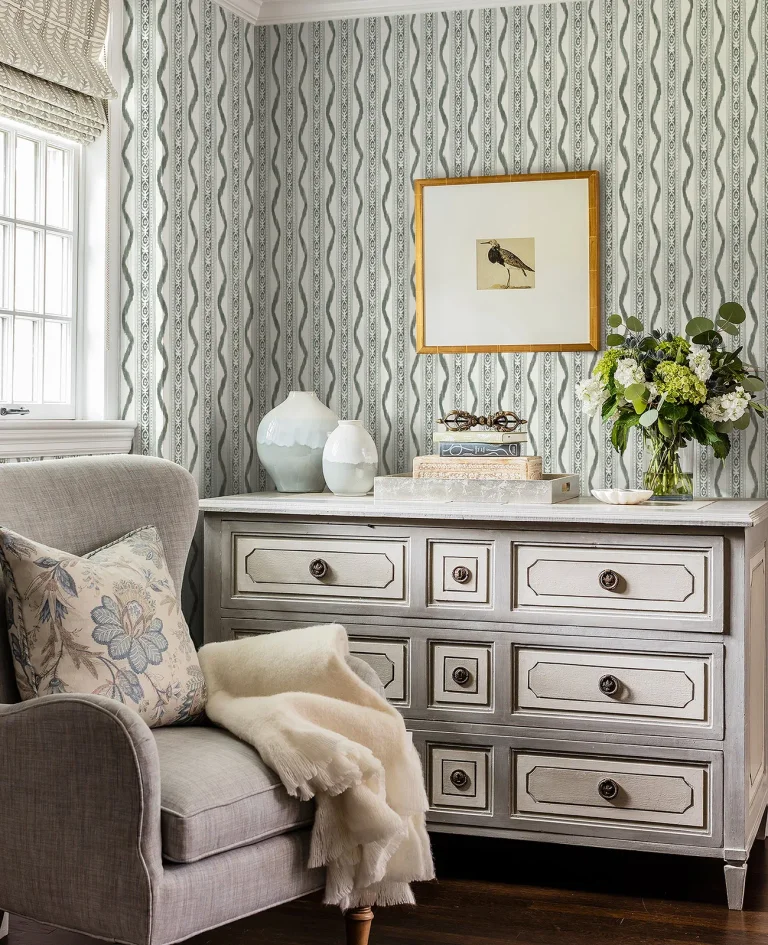 Rhys IKAT Stripe Wallpaper - Green — Ảnh 4