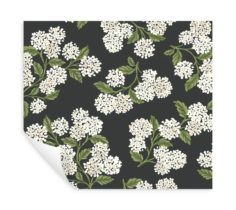 Rifle Paper Co. Hydrangea Peel and Stick Wallpaper - Black & White — Ảnh 3