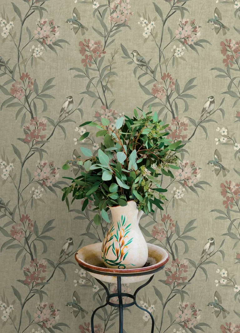Chesapeake Tea Olive Finch Frolic Wallpaper - Green — Ảnh 3
