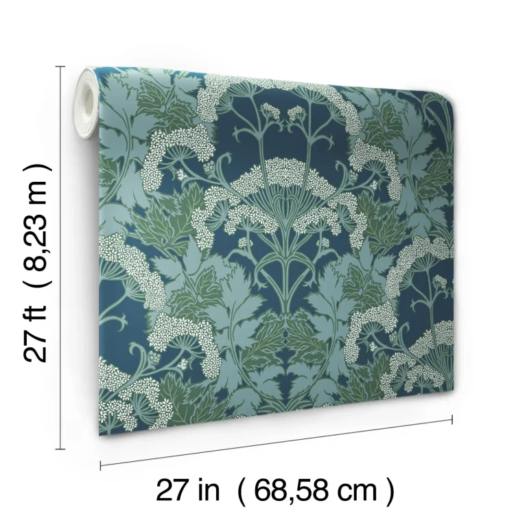Yarrow Nouveau Wallpaper - Blue Mix/Green — Ảnh 6