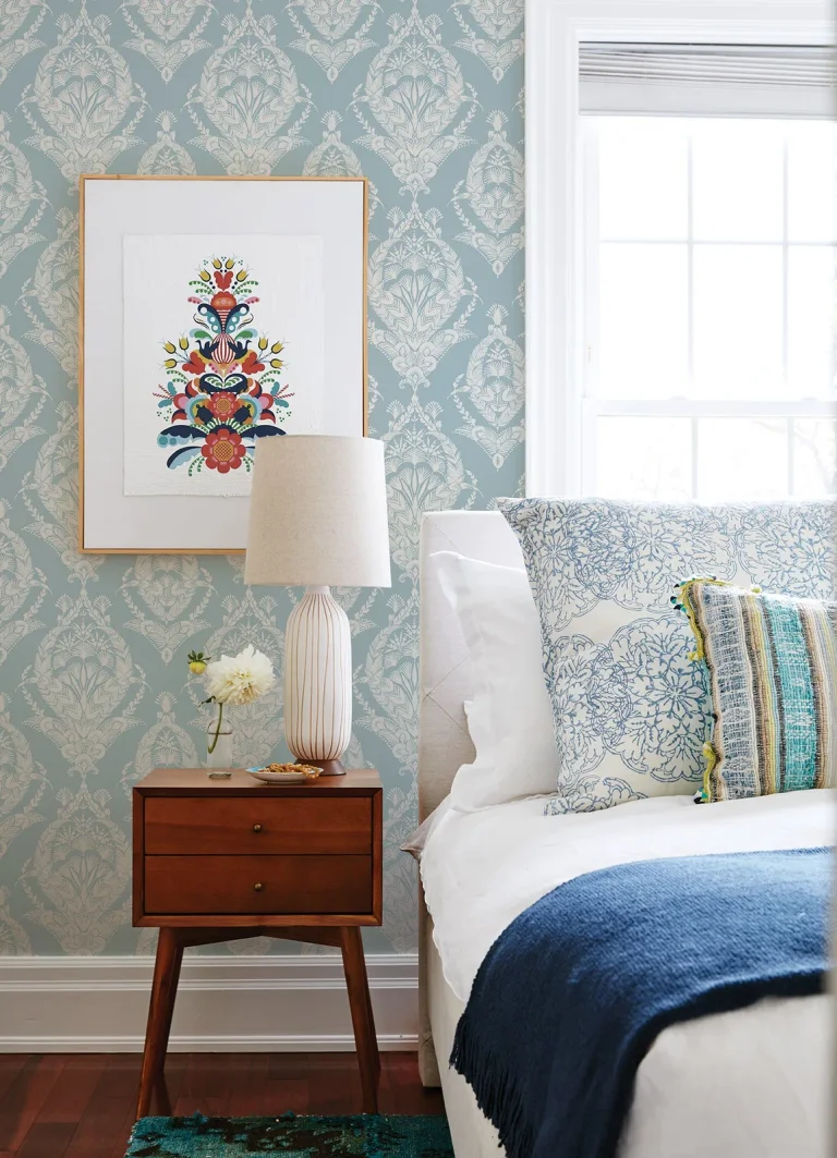 Arlie Botanical Damask Wallpaper - Light Blue — Ảnh 4