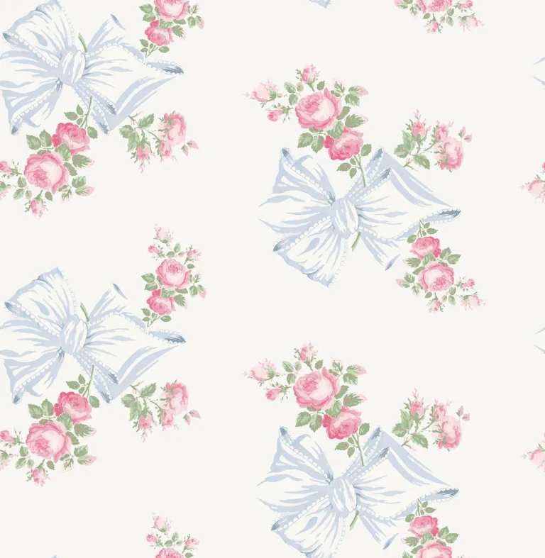 LoveShackFancy Rosa Beaux Large Bow Spot Wallpaper - Light Blue — Ảnh 5